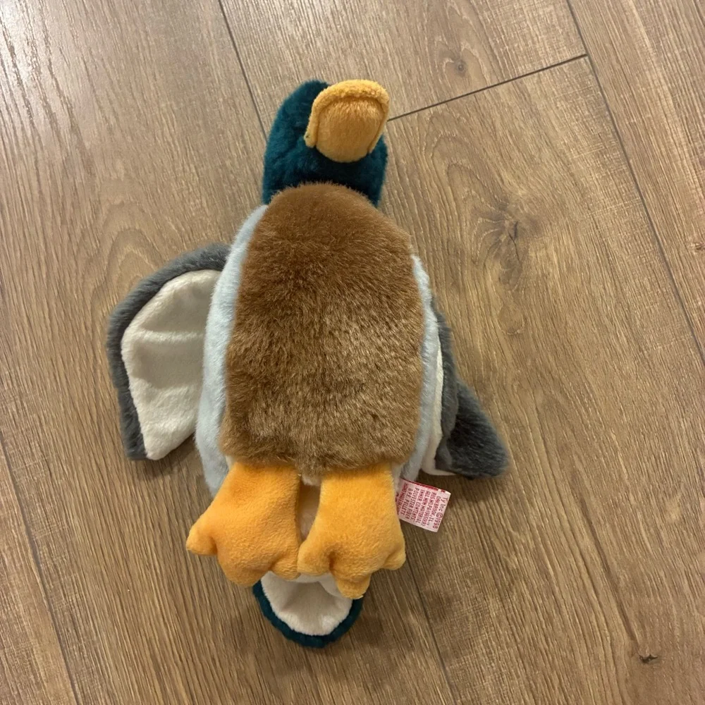 Ty Plush Duck Toy - Green, Gray, Brown, Yellow, 1998